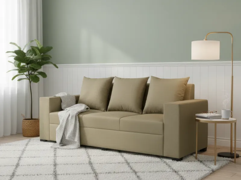 Hugo Upholstered 3 Seater Sofa in Beige Color